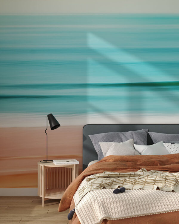 Фотообои море и пляж с эффектом размытого пейзажа в спальную комнату