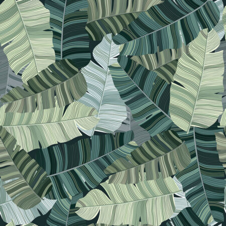 Обои листья пальмы в зеленых тонах паттерн в графическом стиле
