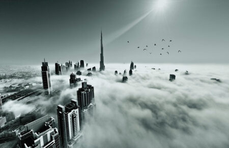 Фотообои Дубаи небоскребы с высоты птичьего полета