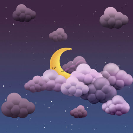 Обои луна с облаками в форме пузырей на фоне ночного неба