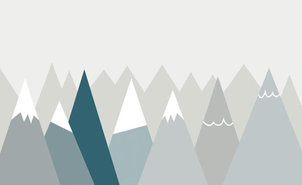Шпалери гори у вигляді геомтеричних трикутників на сірому тлі