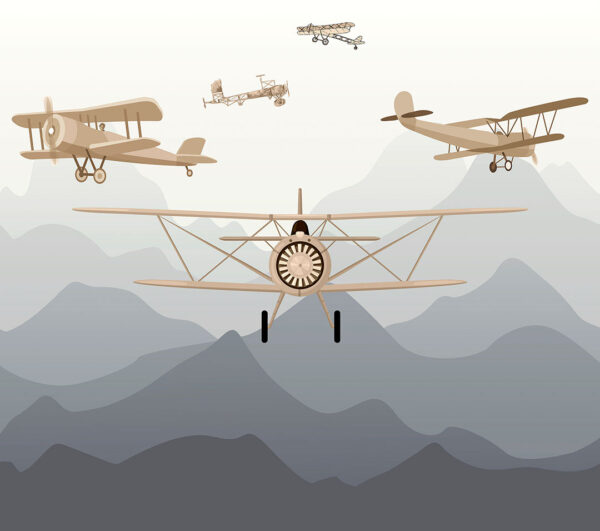 Фотообои самолеты над горами в графическом стиле