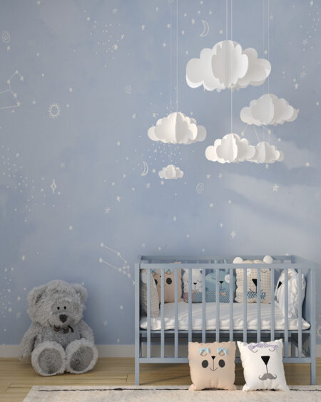 Фотошпалери в дитячу кімнату із блакитним зоряним небом