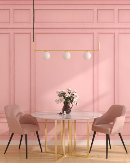 3Д обои панели на стену розового цвета на кухне