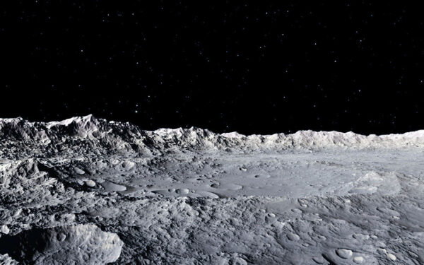 Фотообои Космос поверхность Луны на фоне чёрного космического пространства