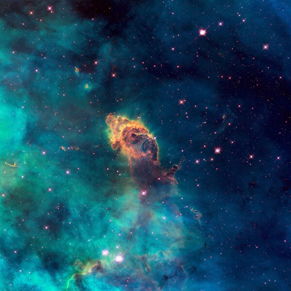 Фотообои космос в бирюзовых и синих оттенках с изображением космической пыли