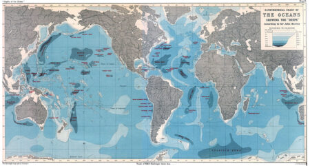 Дизайнерські фотошпалери карта світу з докладним описом океанів