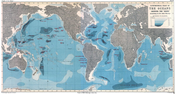 Дизайнерські фотошпалери карта світу з докладним описом океанів