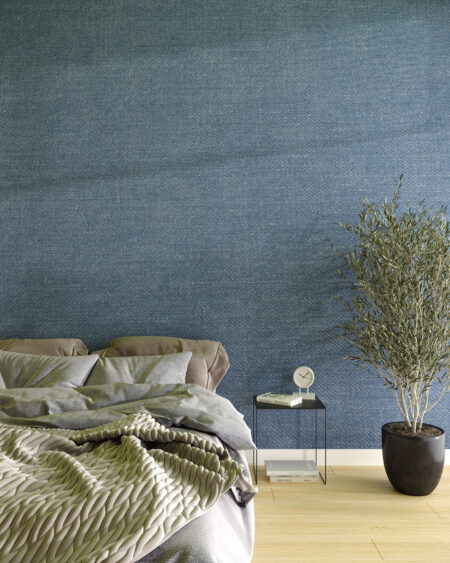 Фотообои 3д текстура джинсовой ткани синего цвета в спальне