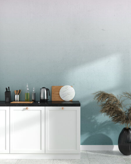 Фотообои градиент синего и серого цвета на кухне