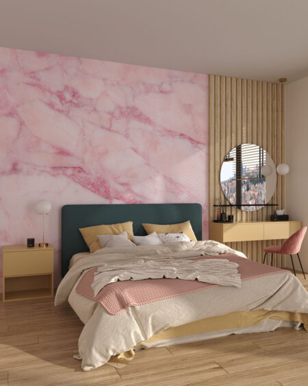 Фотообои мрамор текстура в розовых тонах в спальне
