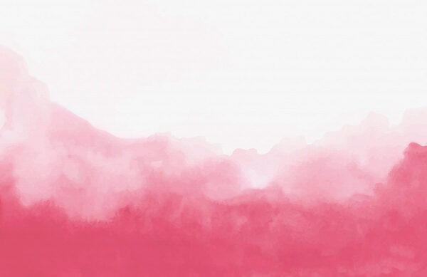 Фотообои акварель в виде облаков в розовых тонах на белом фоне