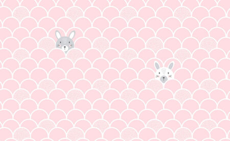 Фотообои зайцы в розовой чешуе в графическом стиле