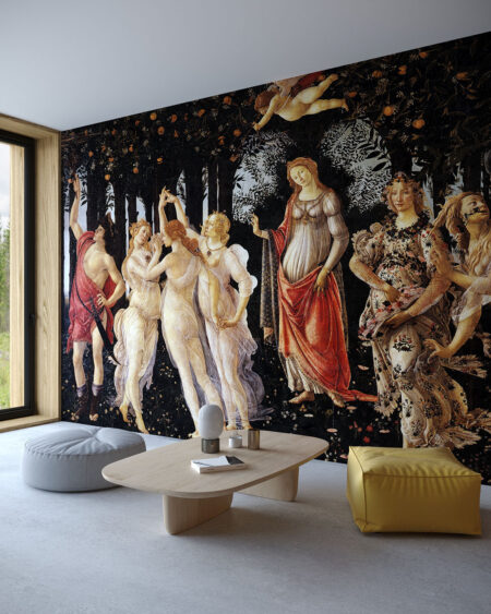 Фотообои картина Боттичелли "Весна" в гостиной