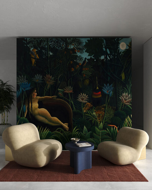 Фотошпалери картина Анрі Руссо “Сон Ядвіги” у вітальні
