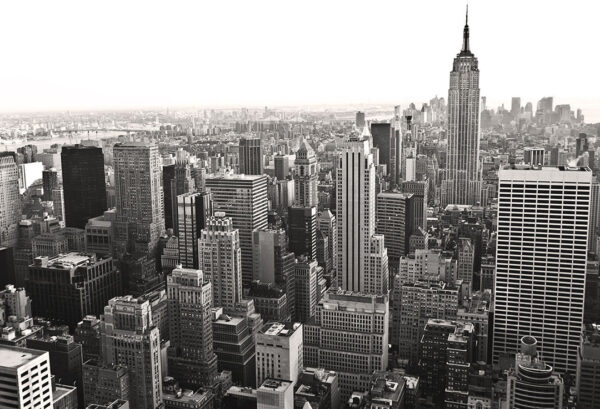 Фотошпалери Нью-Йорк чорно-білий вид зверху на хмарочоси