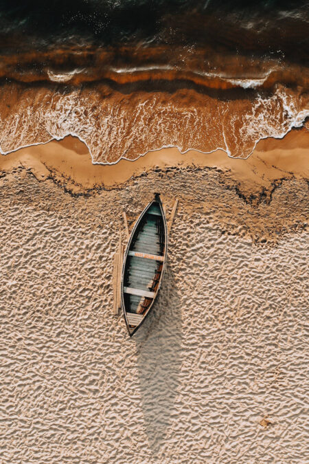 Фотошпалери 3д пляж з човном на березі біля моря