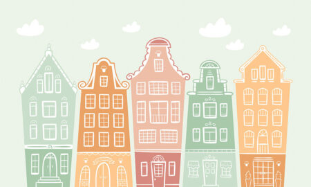 Фотообои домики разноцветные в графическом стиле