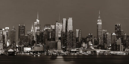 Фотообои ночной Нью Йорк в черно-белых тонах