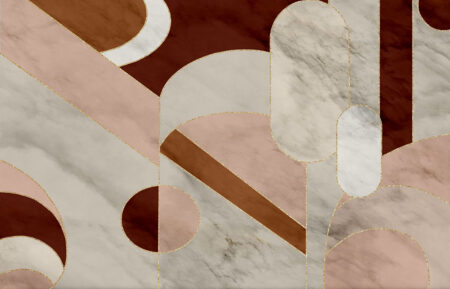 Обои геометрические фигуры с текстурами мрамора в светлых и коричневых тонах