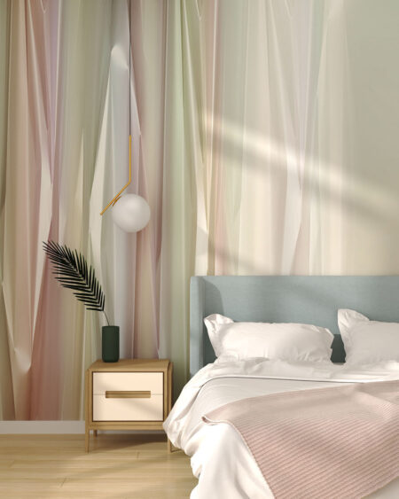 Фотошпалери абстракція 3д з кольоровим градієнтом у спальні