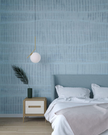 Шпалери паттерн з абстрактними лініями в блакитних тонах у спальні
