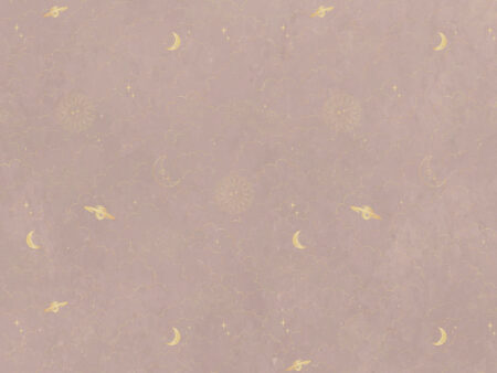 Дизайнерські шпалери місяць, сонце і планети - золоті ілюстрації в мінімалістичному стилі на бежевому фоні