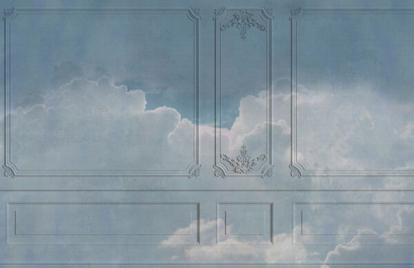 Обои 3д настенные панели в винтажном стиле с текстурой облаков в небе