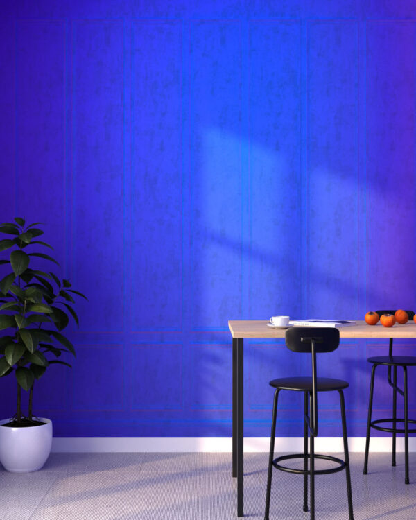 Шпалери 3д настінні панелі синьо-фіолетового кольору з неоновим освітленням на кухні