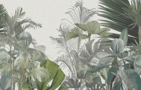 Шпалери джунглі з тропічними рослинами та пальмами на світлому тлі