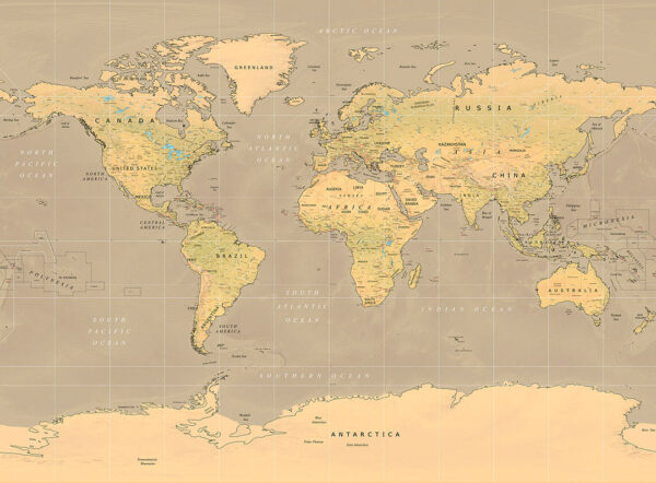 Дизайнерські фотошпалери карта світу в стилі ретро