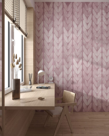 Фотообои текстура вязаной ткани в розовых тонах в детской комнате