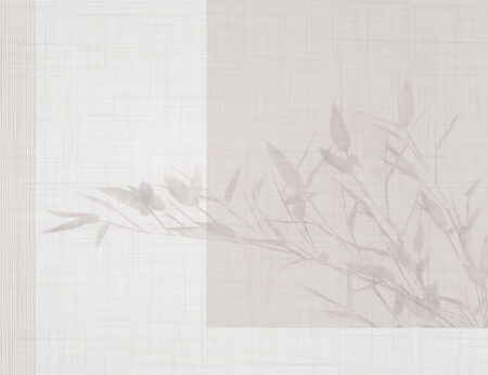 Дизайнерские обои тонкая ветка с листьями на бежевом геометрическом фоне