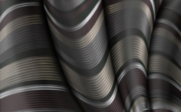 Фотошпалери абстракція 3д хвиляста текстура металу у коричневих відтінках