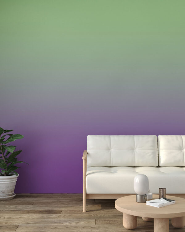 Фотообои градиент текстура фиолетового и зеленого цвета в гостиной
