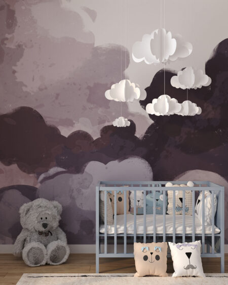 Фотошпалери для дитячої кімнати з ніжними акварельними хмарами